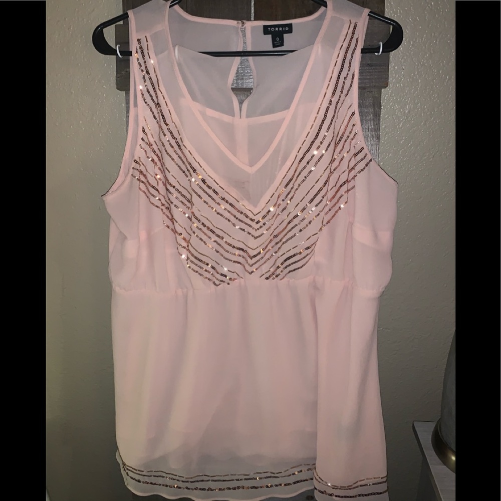torrid rose gold sequins/ sheer w/liner